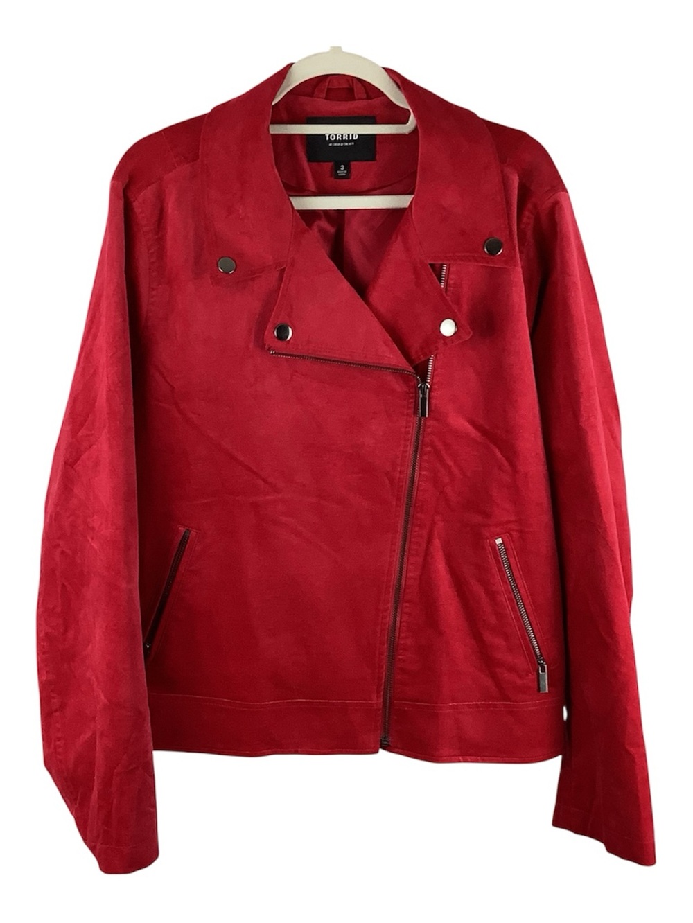 Torrid Red Velveteen Moto Jacket